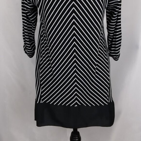 Chico’s | Black White Stripe Stretch Tunic Top | Size M - Picture 5 of 8